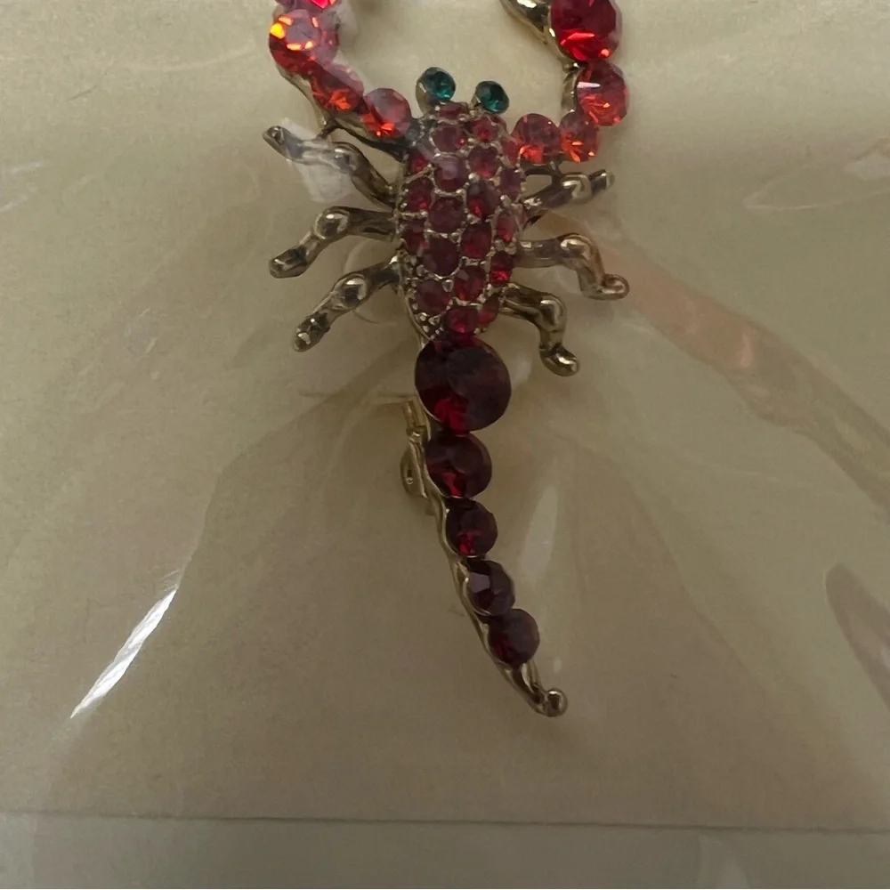 NEW VTG Rucinni Scorpian Swarovski Crystal Pin Brooch 2” Jewelry Gift For her